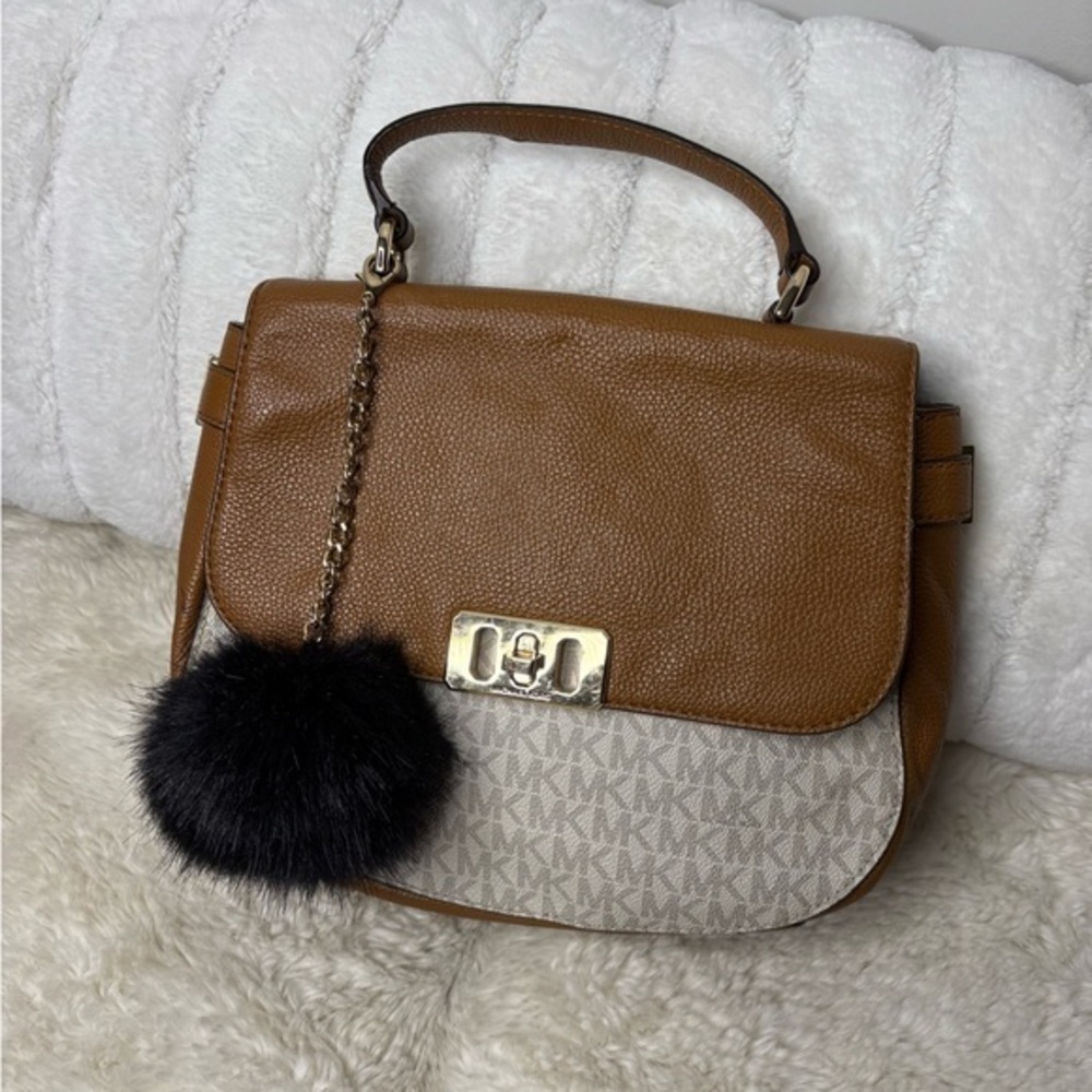 MICHAEL Kors Karson Brown Acorn Signature Saddle Crossbody Bag $298